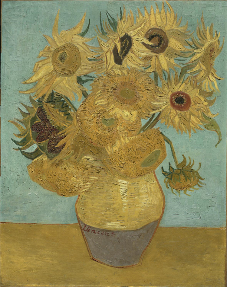 Still Life Vase With Twelve Sunflowers 1889